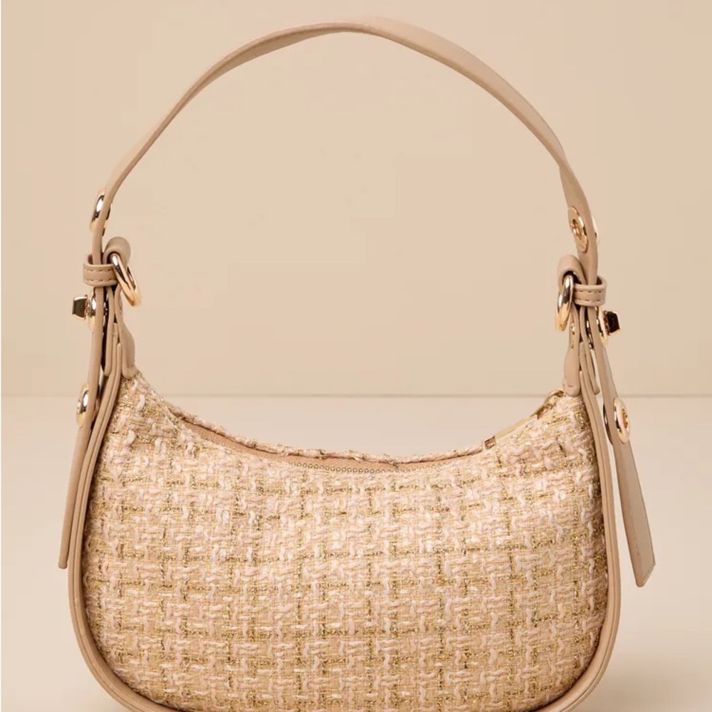 Tweed Cream Woven Shoulder Bag